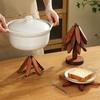Yousheng Christmas Tree Trivet Set Wooden Coasters with Stand Heat-Resistant Pot Holders Festive Table Protector for Hot Dishes