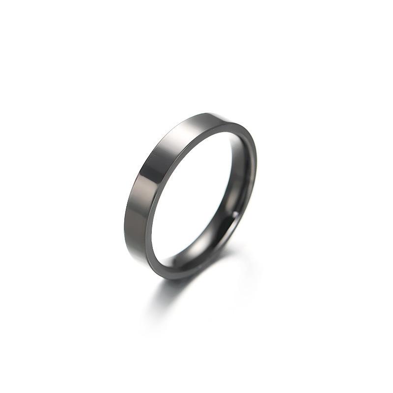 Ring Women's Non-fading Niche Design 4mm Bright Surface, Plain Ring Stainless Steel Jewelry Couple Ring