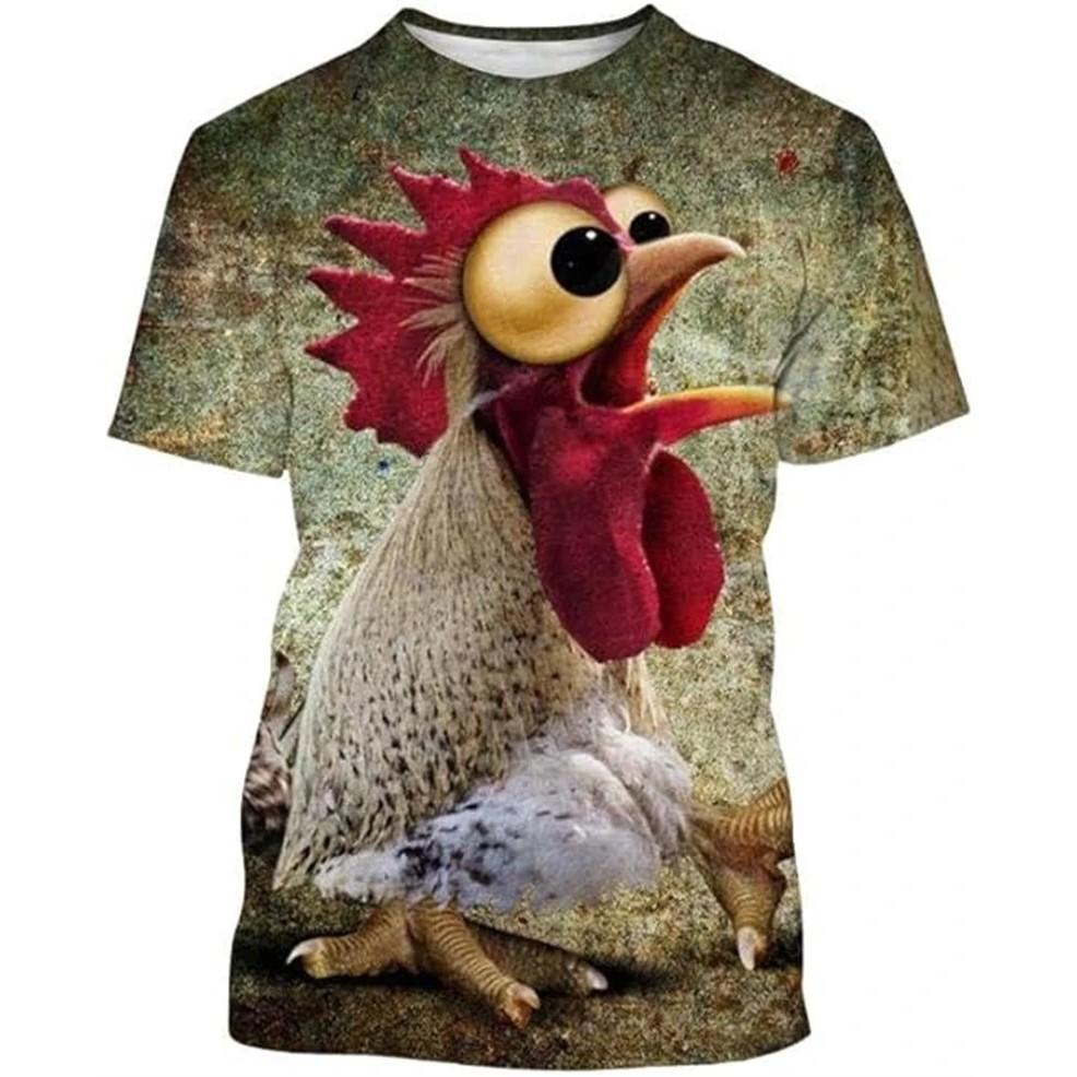 3D Rooster Print Kids Short Sleeve T Shirt Round Neck Relaxed Fit Outdoor Play Summer Daily Clothing