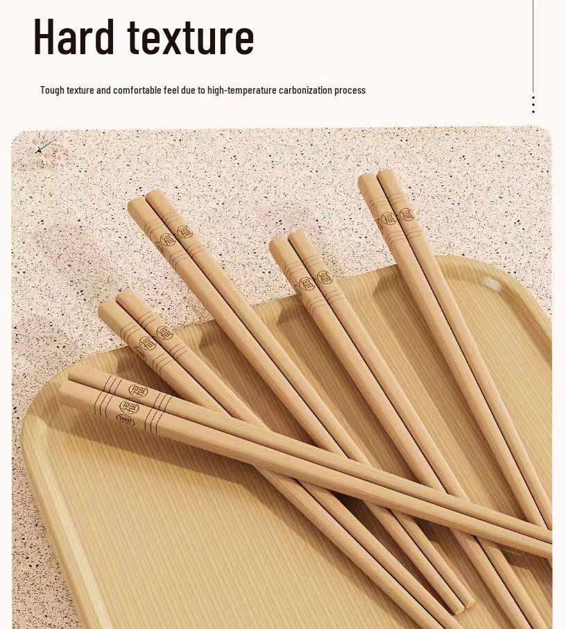 Mold-Resistant Four-Sided Nanmu Bamboo Chopsticks, High-Grade Carbonized Tableware