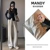 New Narrow Wide-leg Pants Women's Pendant Trousers Autumn and Winter Velvet Loose Lazy Straight Glutinous Rice Pants High Waist and Thin