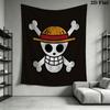 One Piece Straw Hat Pirates Wall Tapestry Aesthetic Wall Hanging Printed Fabric Blanket Decorative Tapestries For Bedroom Living Room Home Decor