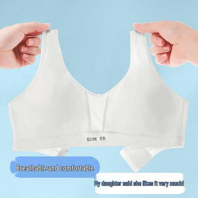 Pure Cotton Girls' Wire-Free Sports Bra - Comfortable & Breathable for Junior High To College Students