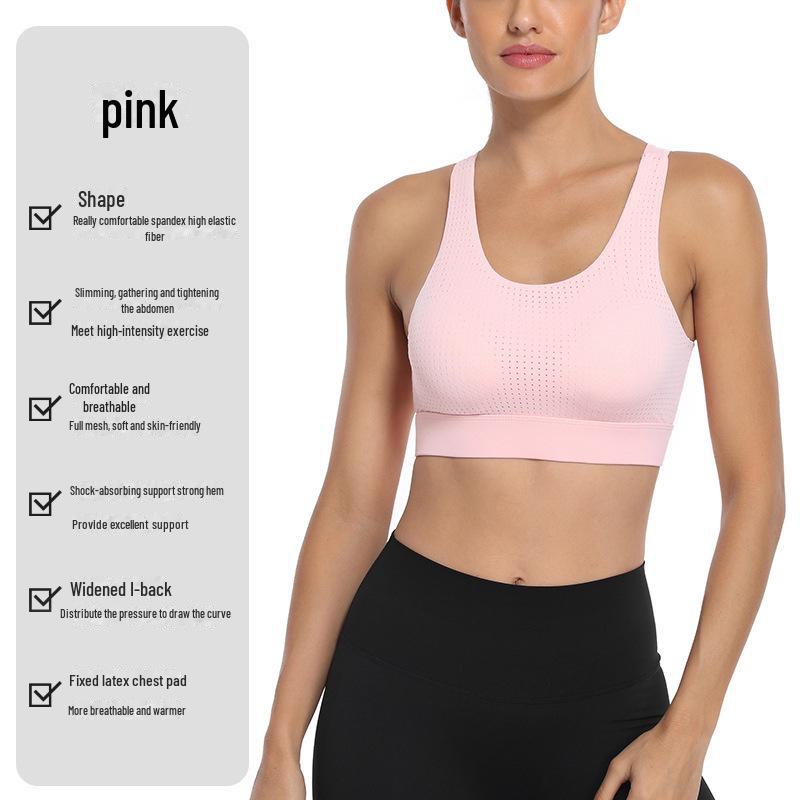 

Большой ударопрочный бюстгальтер для бега для женщин - поддерживающая одежда для йоги и фитнеса XXXL розовый