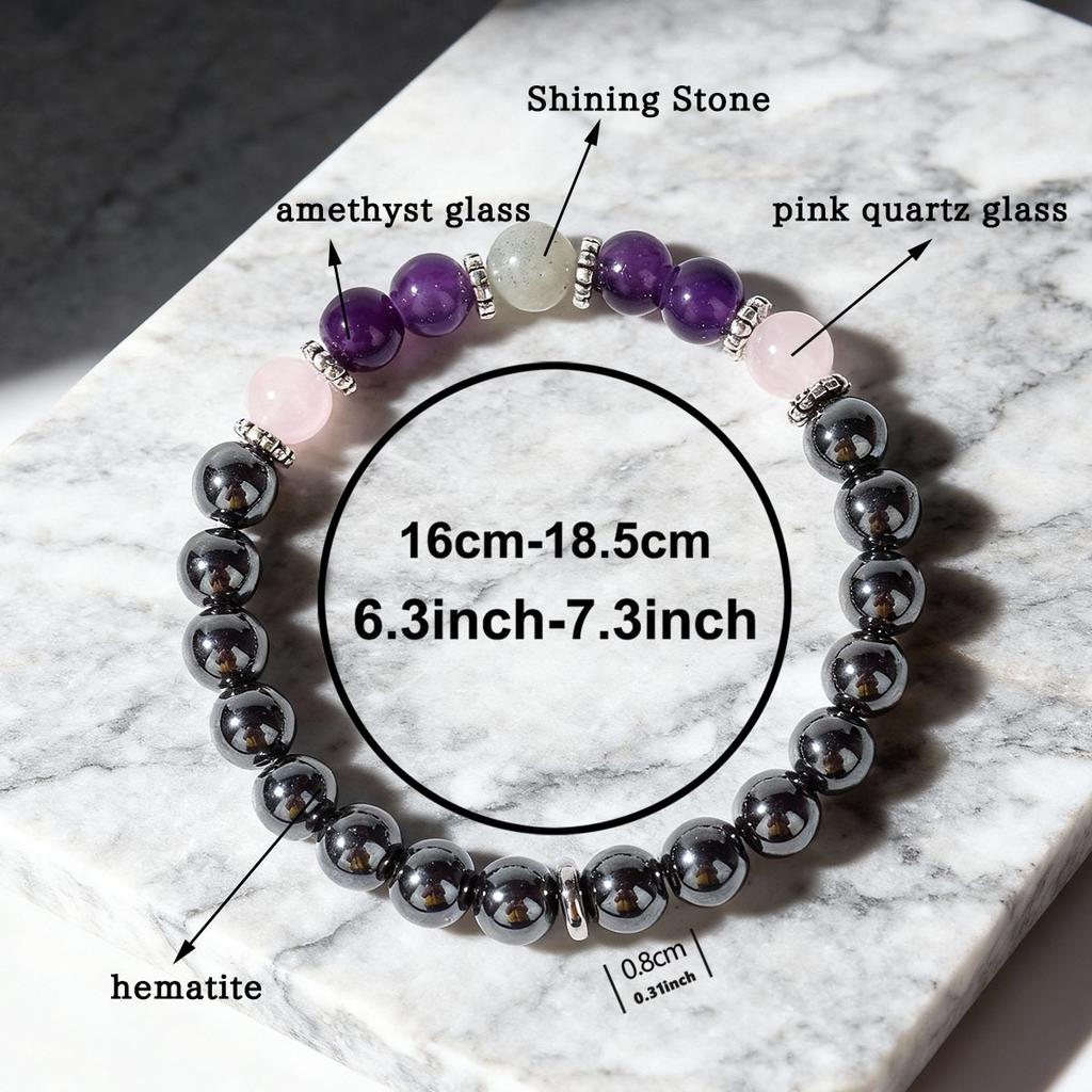 Festive Gifts Amethyst Rose Quartz Labradorite Hematite Beaded Bracelet Natural Fashion Jewelry For Men Women Daily Wear Gift