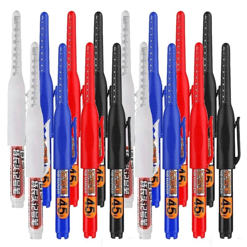 45mm Waterproof Deep Hole Marker Pens Long Nib Head Carpenter Pen Black/Blue/white Ink for Multi-Purpose Woodworking Hand Tools