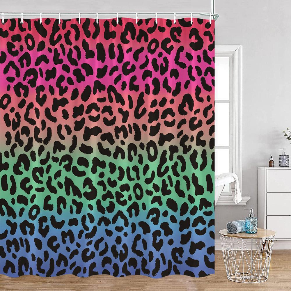 Leopard Pattern Shower Curtain Panther Wild Animals Modern Fashion Bathroom Decorations Ployester Bathtub Curtain with Hooks