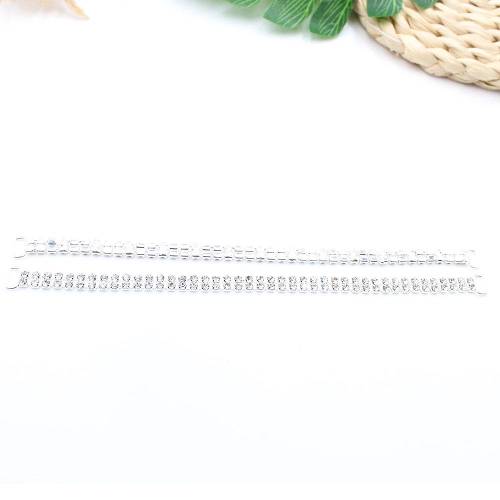 New 2-Row 10 Piece 9 * 200mm Fully Transparent SS14 Diamond Bikini Connector Buckle Metal Chain Swimsuit Accessories