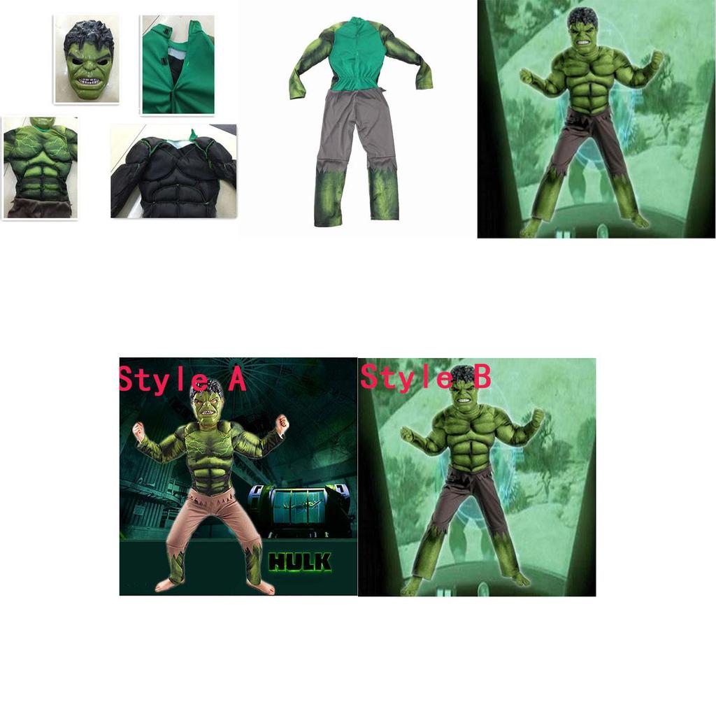 Hulk Avengers The Muscle Mask Costume Boys Cosplay Kids Carnival Clothes Fantasy