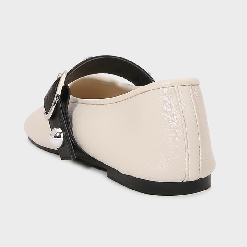 Fashion Ballet Flats for Ladies 2025 Spring Rivet Design Buckle Strap Soft Leather Women Footwear Light Comfortable Leisure Female Shoes
