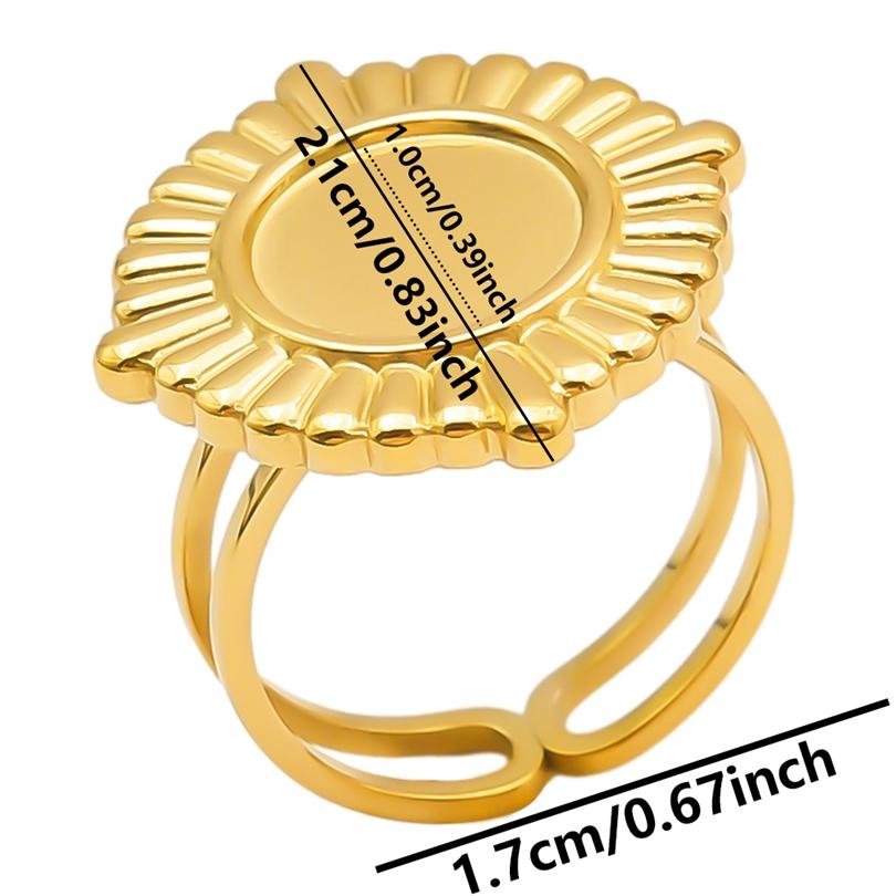 Fashion DIY Drip Oil Rhinestone Round Oval Water Droplets Blank Settings Open Adjustable Stainless Steel Ring For Women Men Gift