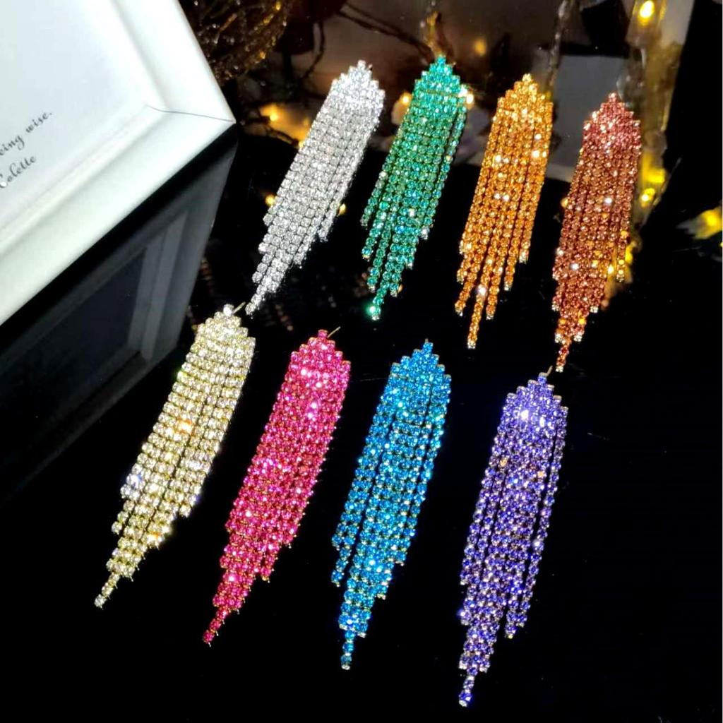 Elegant Rhinestone Tassel Earrings for Women