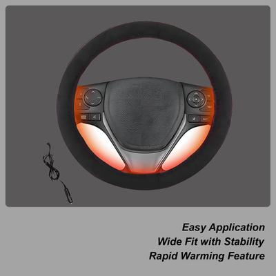 12V Heated Car Steering Wheel Cover Winter Cold Weather Safe Driving Heating Vehicle Steering Wheel Protector Cover