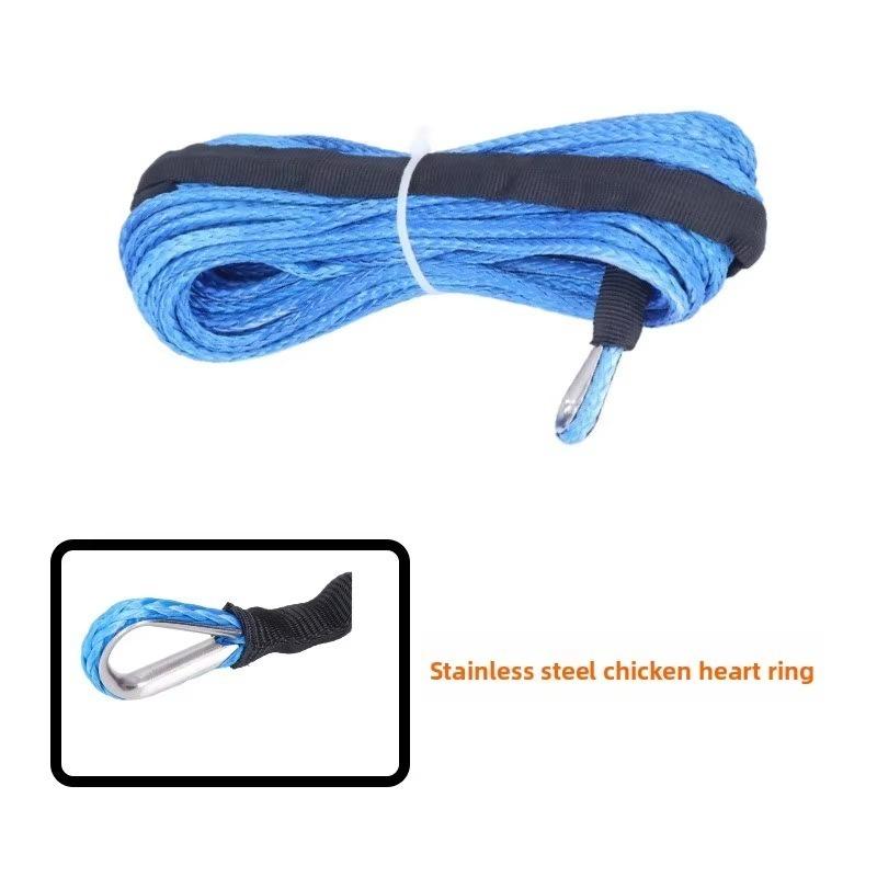 For Best Sport 6mm X 15m 7700LBs Synthetic Winch Line Cable Rope with Black Protecing Sleeve