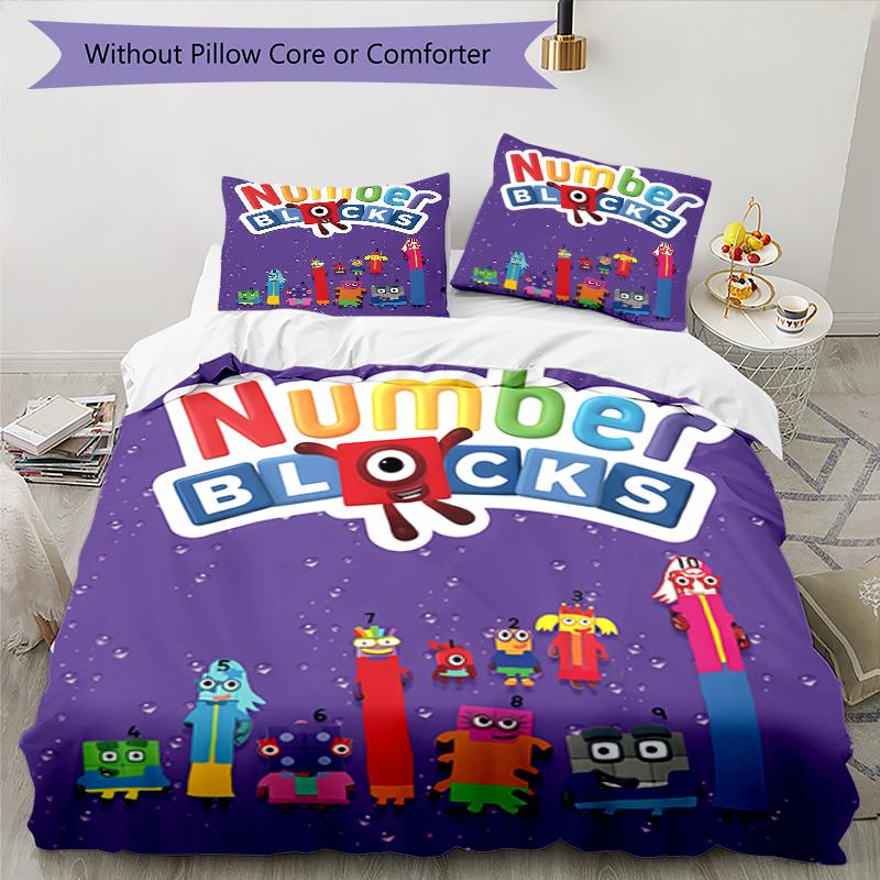 3-teiliges Numberblocks2-Muster Bettwäscheset Bettbezugset enthält Bettbezug & Kissenbezüge, perfekte Ganzjahres-Schlafzimmerdekoration & Geschenk