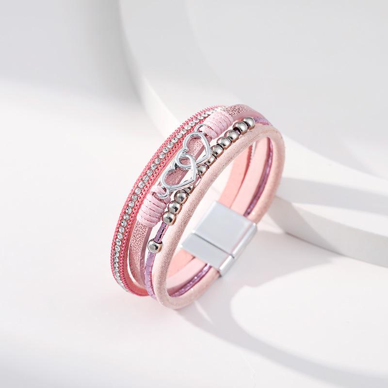 Multi Layer Leather Bracelet for Women Heart Accessories  Stylish Ladies Hand Jewelry Gift