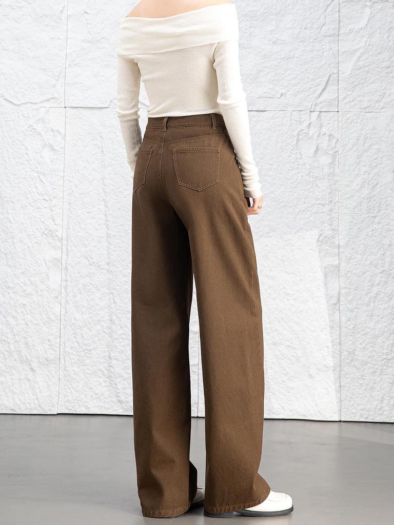 Xin Ge Women's 2024 High-Waisted Wide-Leg Retro Jeans