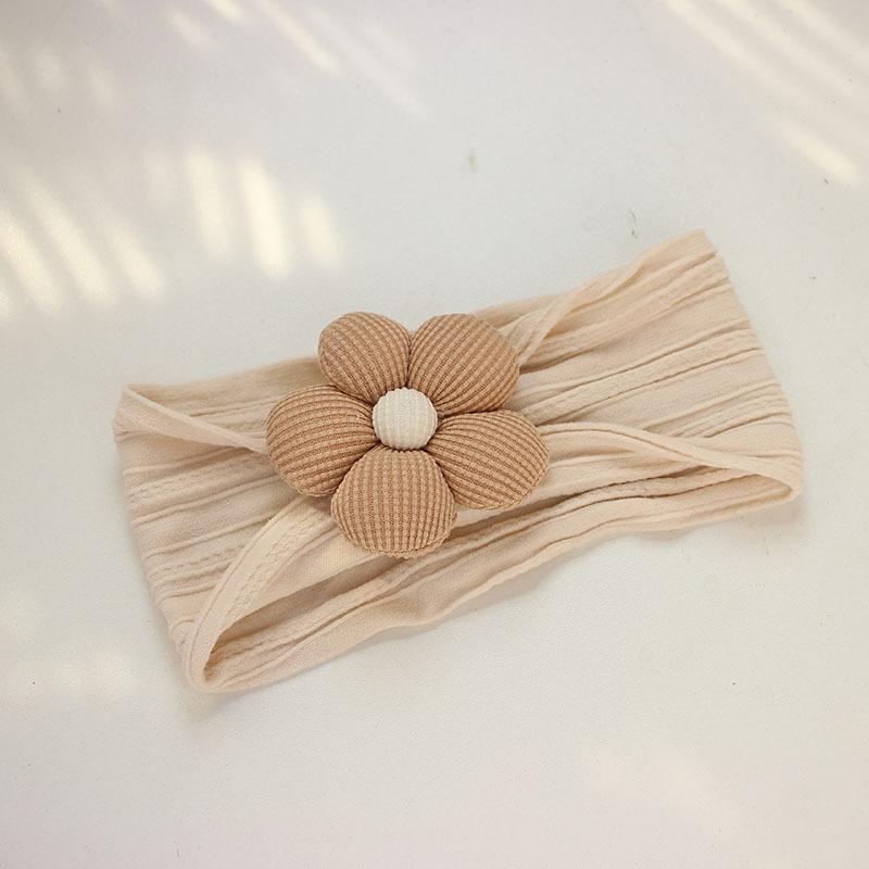 Soft Nylon Baby Flower Headbands For Newborns, Infants & Toddlers Cute Hair Accessories For Girls Beige, Pink, Khaki