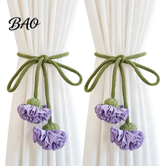 Fashionable Curtain Straps Flower Tiebacks, Handmade Boho Holder Tie Elegant Accessories Backs, Decorative Rope Ties for Bedroom, Window, Drapery