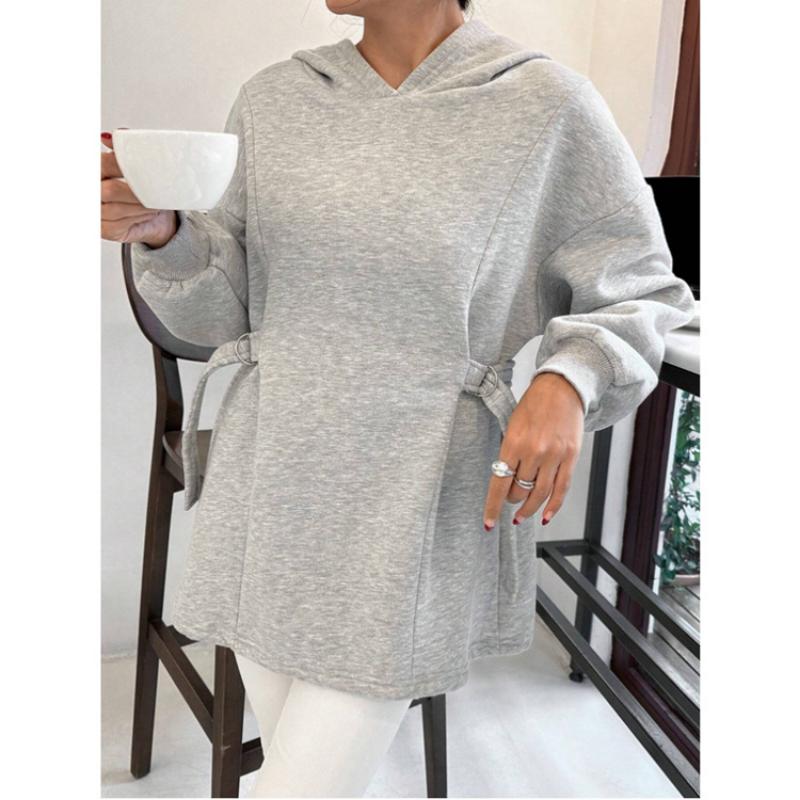 New Spring and Autumn Style Design Is Loose and Slim Solid Color Simple Casual and Versatile Pullover Sweatshirt Women