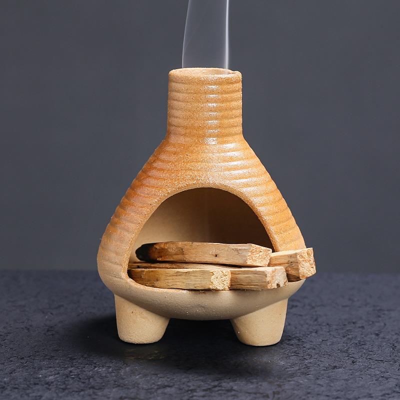 1 Stück Atmosphärischer Keramik-Duftofen Retro Home Räuchergefäß für Palo Santo und Salbeistifte Heimdekoration (Ohne Weihrauch)