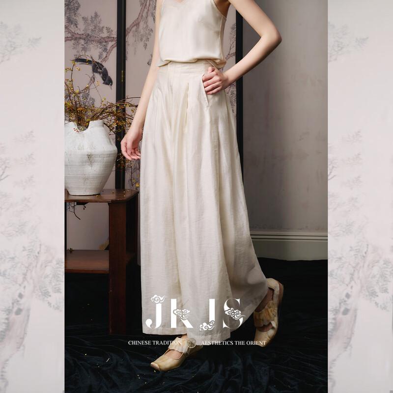 JK&JS Tencel Linen Loose Wide-Leg Pantskirt