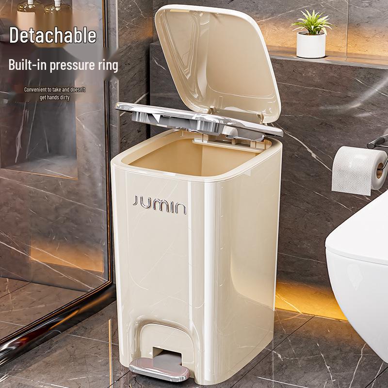 Luxury Pedal Trash Bin with Lid: Hands-Free Operation for Kitchen, Living, Dining, Bedroom