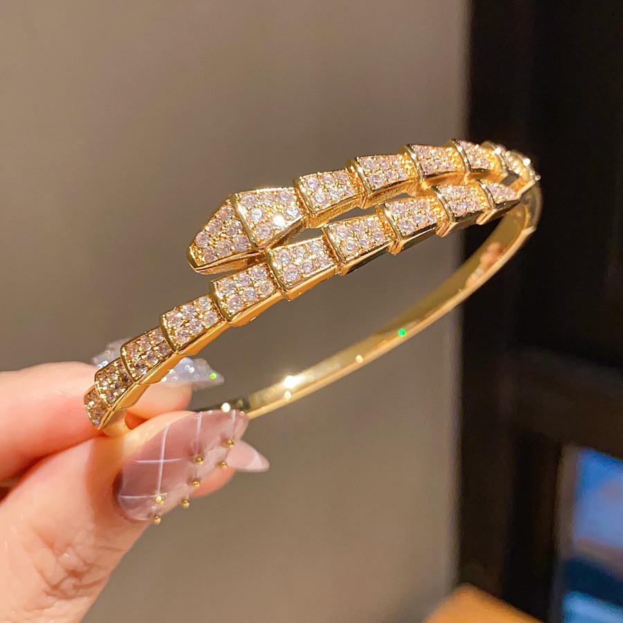 Animal Inspired Jewelry Braided Snake Shape Copper Bracelet With Zirconium Accents For Women