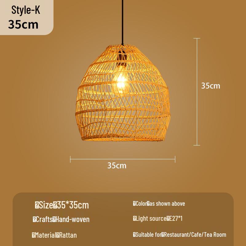 Bamboo Woven Lantern Light for Chinese Restaurant or Teahouse - Rattan Straw Hat Pendant Light