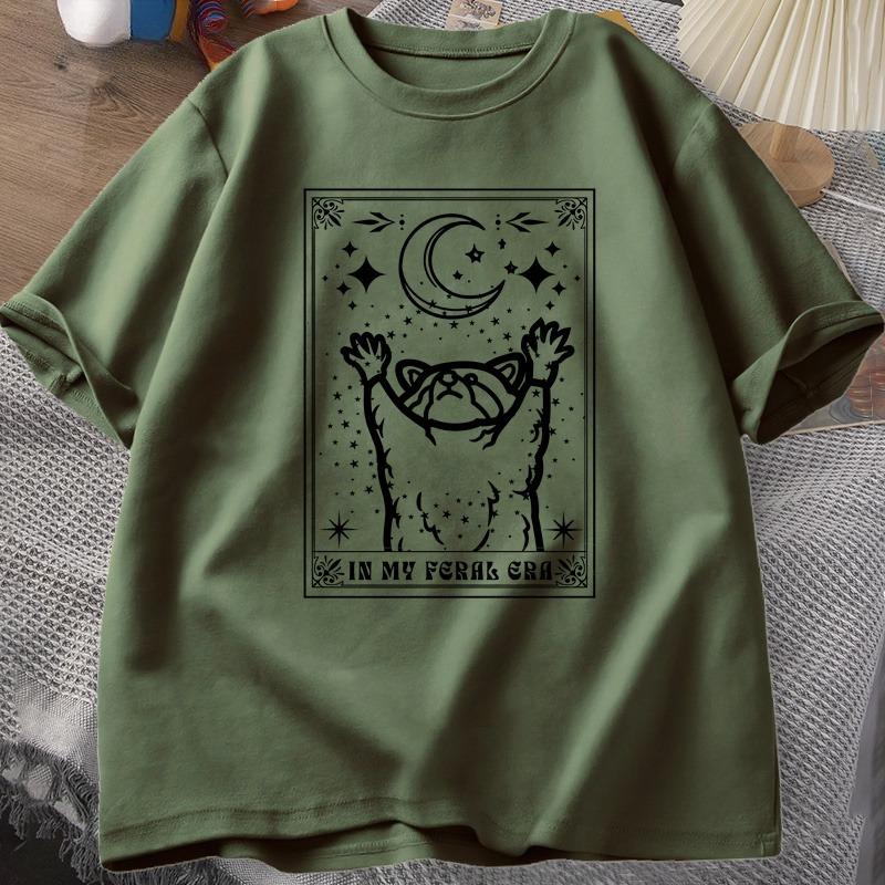 In My Feral Era Raccoon T Shirt Mystical Racoon Tshirt Tarot Card Print Tshirt Summer Cotton Short Sleeve Tee Shirt Unisex Clothes