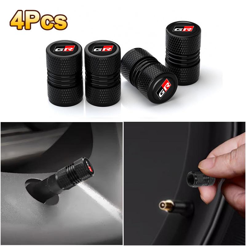 For Toyota ad11For Toyota GR 86 Supra Yaris RAV4 Prius Corolla C-HR Auris 4pcs/set Car Wheel Tire Valve Stems Caps Airdust Waterproof Accessory TDX1