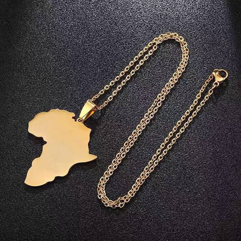 Classic Africa Map Pendant Simple and Versatile Fashion Titanium Steel Men's and Women's Necklace