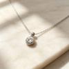 Sunflower round silver necklace women's Korean fashion pigeon egg pendant small design clavicle chain daily wear