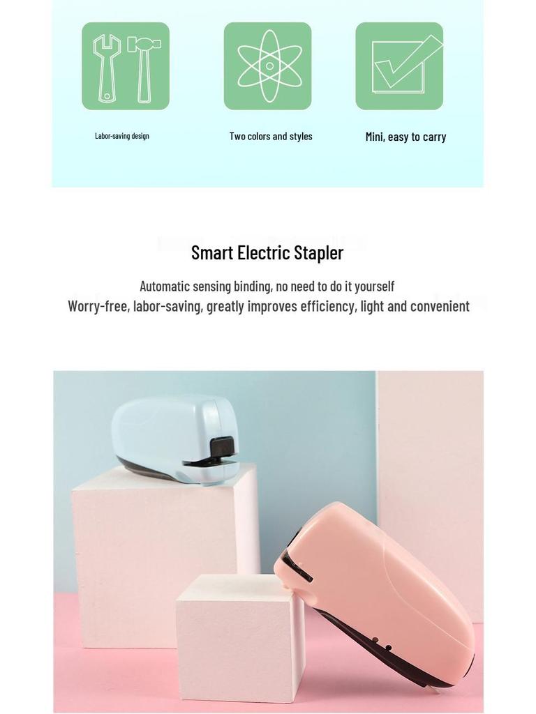 Rechargeable Electric Stapler - Cute Cartoon Design, No. 12, 24/6 Size for Daily Office Use