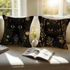 Art Black Cat Cushion Cover Pillowcase Antidustmite Invisible Zipper Short Plush Sofa Cushion