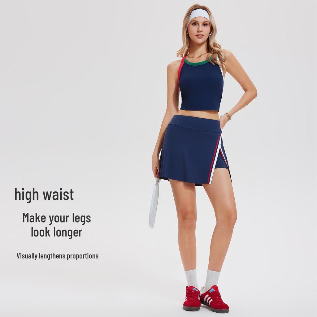Women's Quick-Dry High-Waisted Tennis Skirt - Slim Fit, Anti-Exposure, Fake Two-Piece Design, Ideal for Summer Running & Fitness