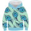Autumn 3D Peacock Feather Printed Hoodies Fashionable Casual Sports Long Sleeved Children's Boy Hooded Sweatshirts