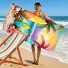Summer Beach Scene with Surfboards Beach towel quick-drying for travel outdoor sports jogging beach and swimming
