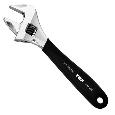 TOP Industrial Adjustable Work Opening Black Made In Japan (TOP) Zero-Backlash Wrench, Wide, 0-32mm, Grip, HM-32MGBK, Tsubame-Sanjo,