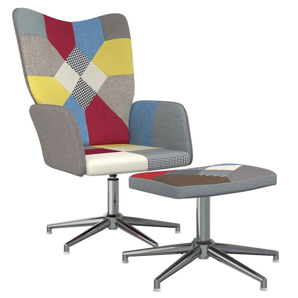 Drehsessel mit Hocker Patchwork-Stoff