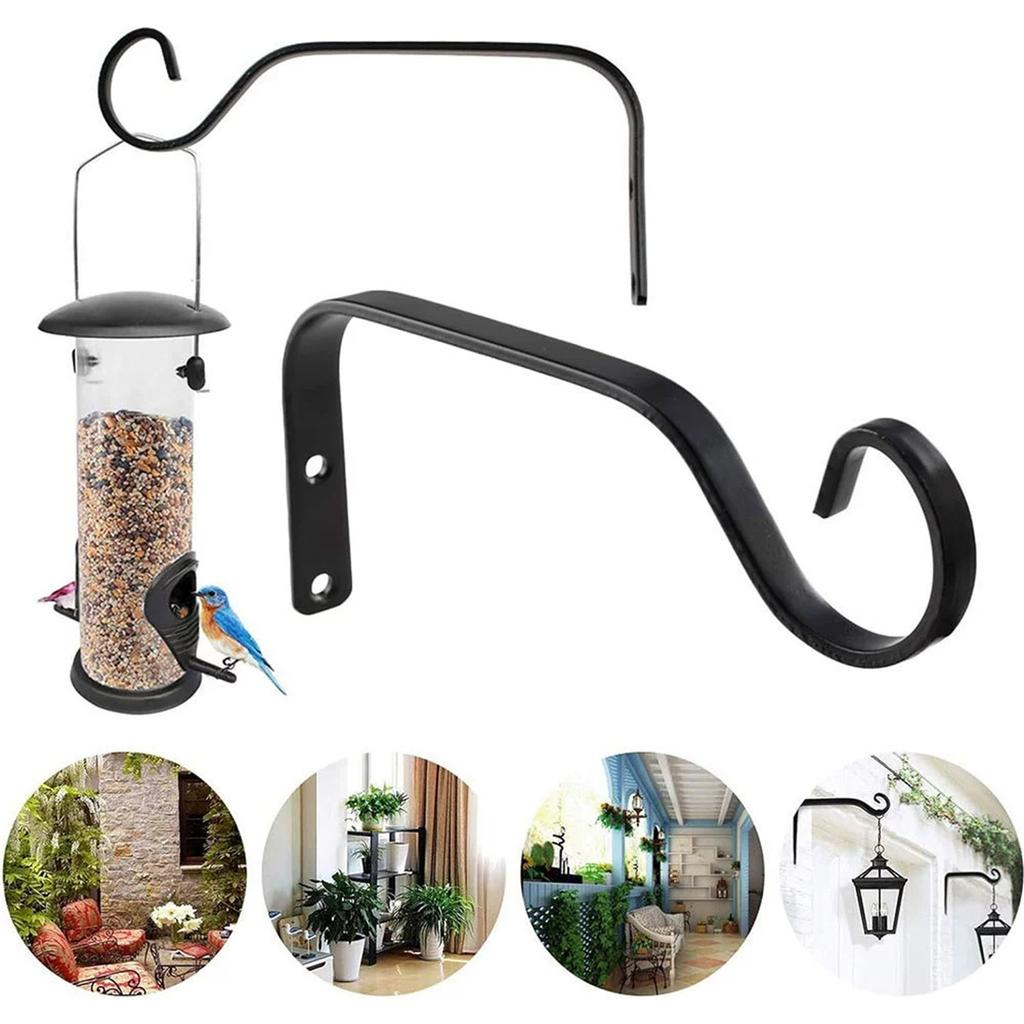 Utendørs vegghenging, Kraftige metallkroker for blomsterpotter, Jern fuglematerhengere, Hage gårdsplass planteholdere