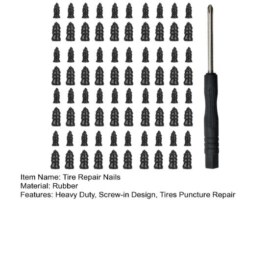 20/40/60/80Pcs Tire Repair Rubber Nails Kit Heavy Duty Screw-in Tire Repair Nails Car Motorcycle