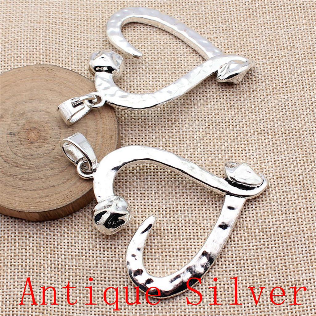 Big Heart Shaped Charms Pendant For Bracelet Necklace Jewelry Making Craft Findings