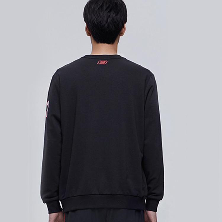 Skechers Letter Print Knitted Pullover Vintage American Sweatshirt Men Sweatshirt Black L319M036-0018S