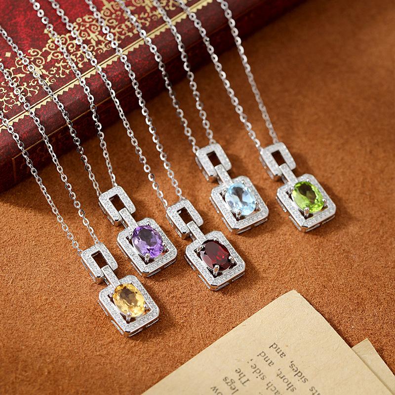 S925 Sterlingsilber Parfümflaschen-Halskette für Damen Europäischer und Amerikanischer Stil Luxuriös Hochwertig Natürlicher Kristall Mode Geschenk