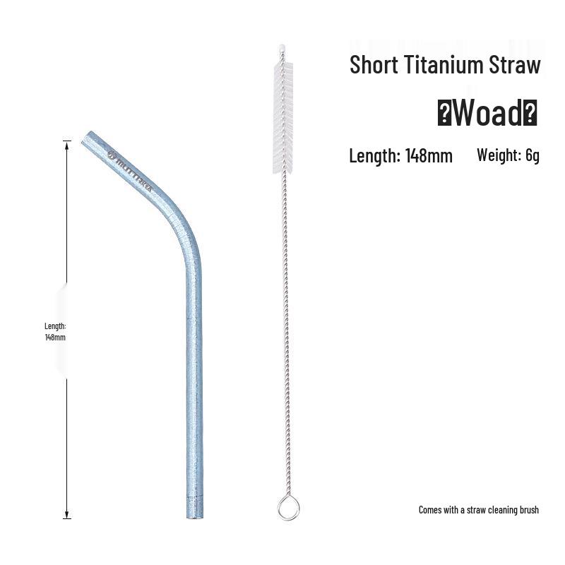 Crystal Clear Titanium Straw with Spoon - Reusable for Drinks