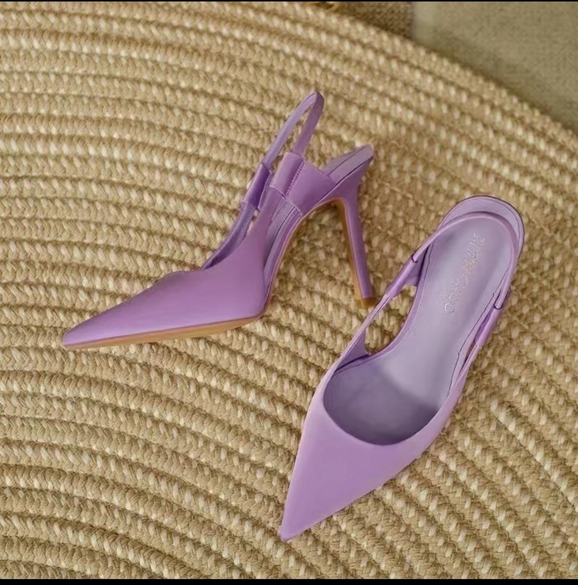 

Летние модные новые популярные женские туфли с открытой пяткой, сандалии с острым носком, босоножки на тонком высоком каблуке для женщин, Zapatos Mujer 40