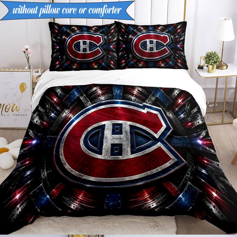 3PCS Canadiens Bedding Set Duvet Cover Closure Includes 1 Duvet Cover & 2 Pillowcases for All Seasons Bedroom Decor Christmas Fan gifts