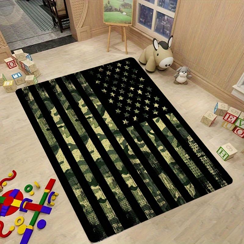 Tapis Imprimé Camouflage Drapeau Américain, Décoration de Fête pour Salon, Chambre à Coucher et Usage Intérieur à la Maison 40x120cm