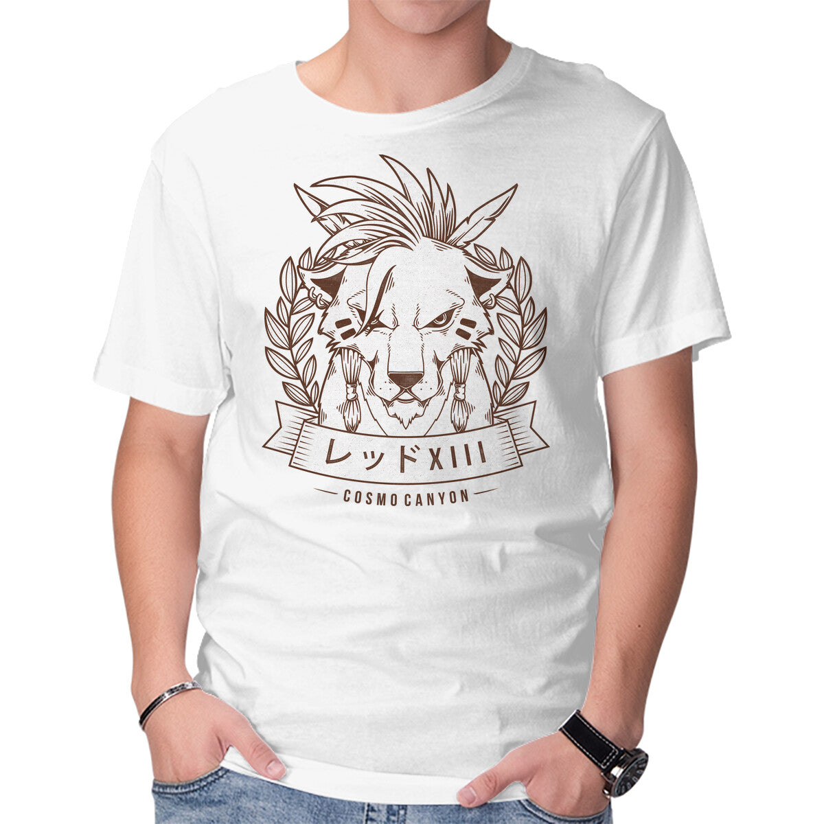 Unisex Crew Neck T-Shirt Red XIII Cosmo Canyon Graphic Short Sleeve Casual Tee L
